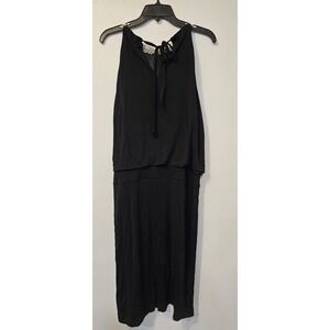 White House Black Market Silver Beaded Neck Halter Blouson Dress Size XL